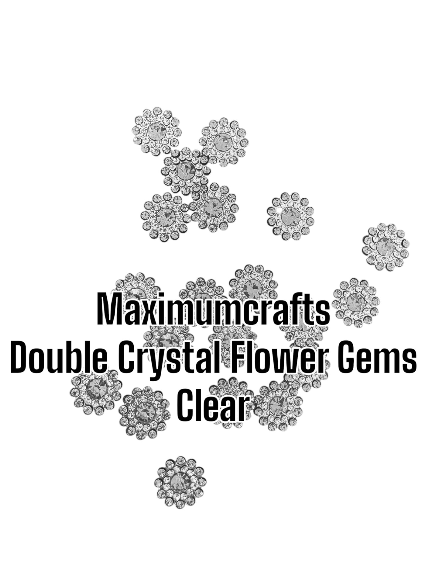Maximumcrafts Double Crystal Flower Gem - CLEAR