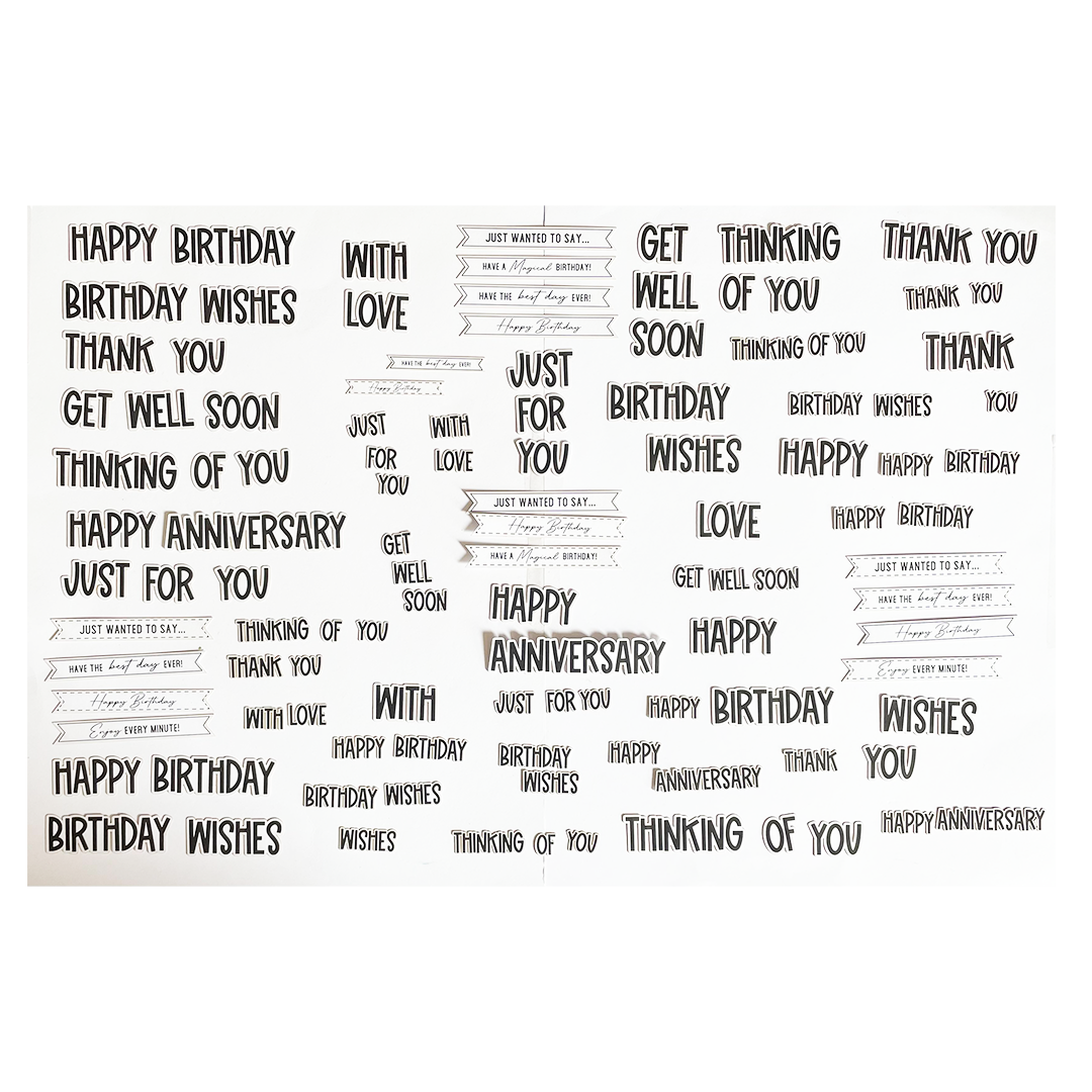 JHD-DCF-1012 Assorted Sentiments THREE Die Cut Foilables