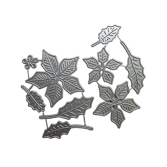 Poinsettia and holly die set
