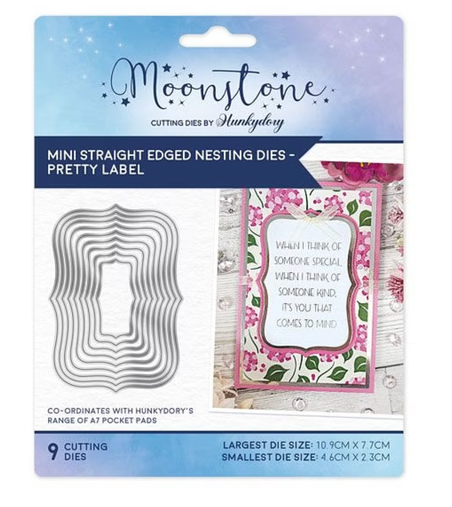 Moonstone Dies - Mini Straight Edged Nesting Dies - Pretty Label