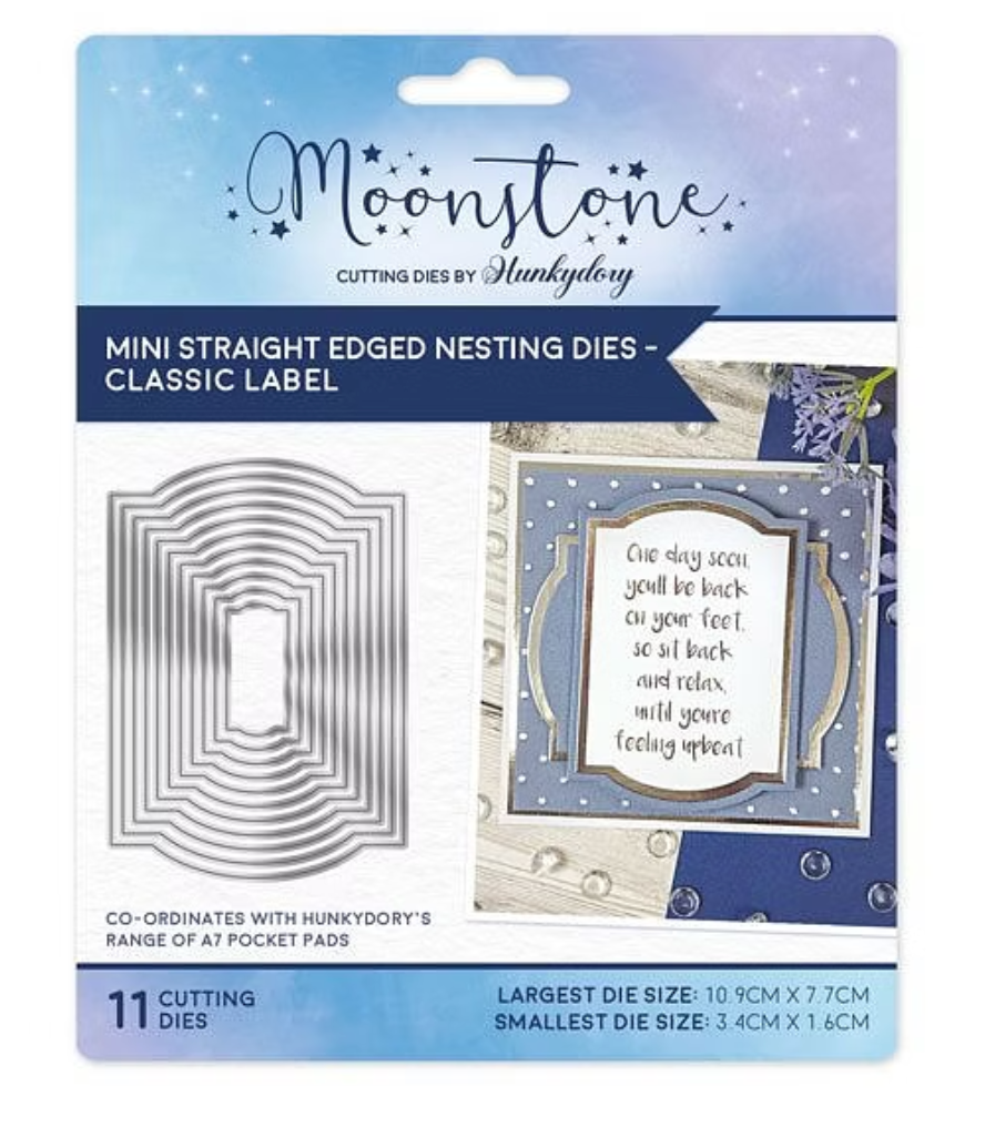Moonstone Dies - Mini Straight Edged Nesting Dies - Classic Label
