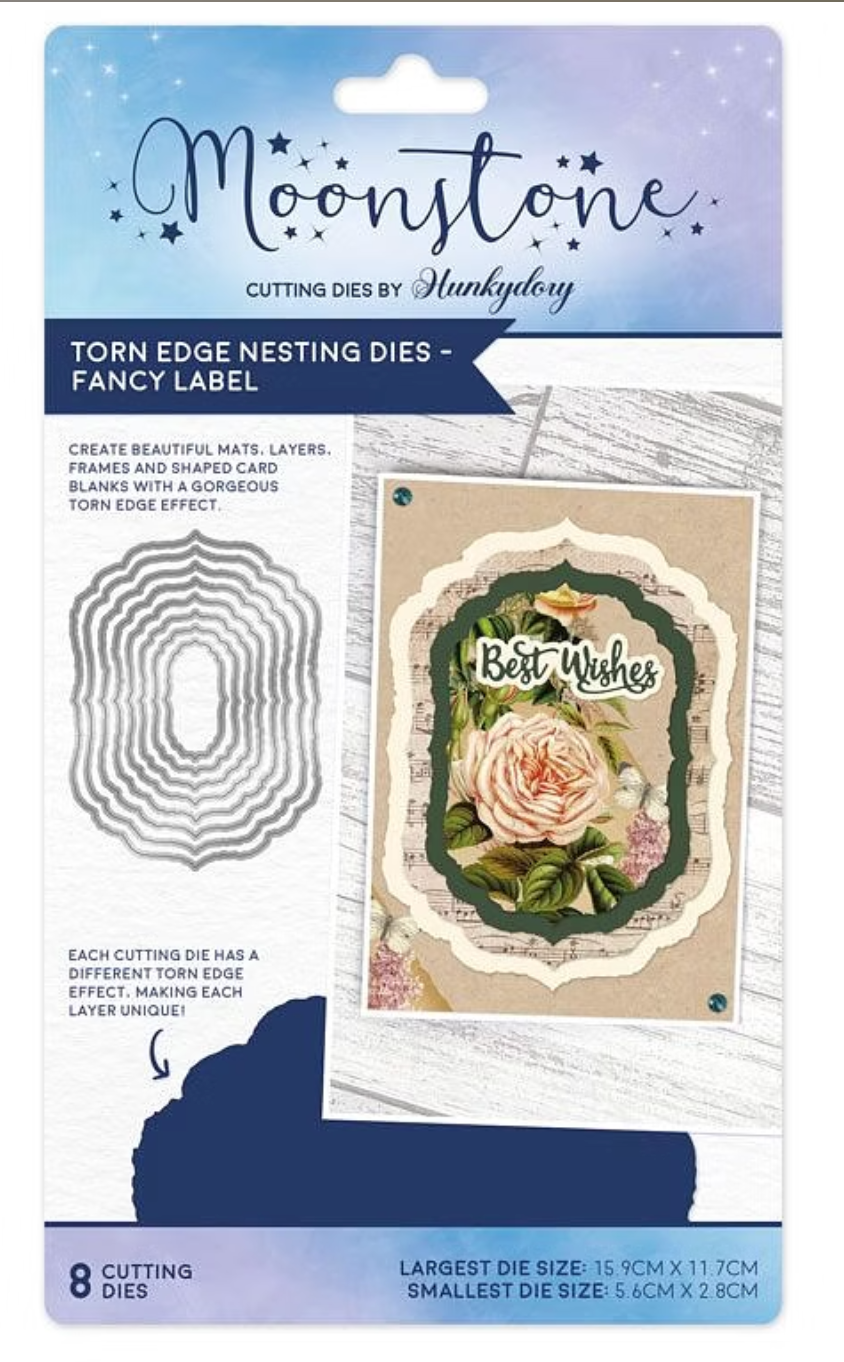 Moonstone Dies - Torn Edge Nesting Dies - Fancy Label