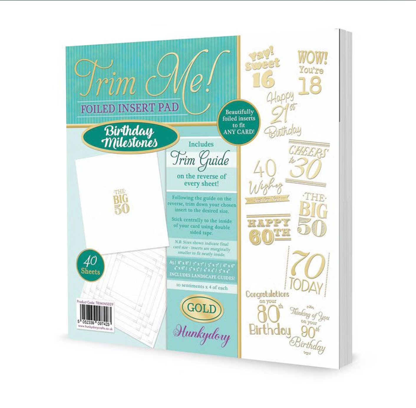 Trim Me! Foiled Insert Pad - Birthday Milestones - Gold