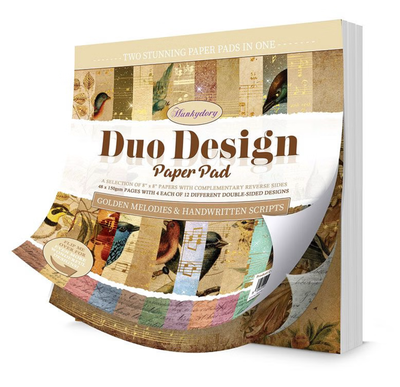 Duo Design Paper Pad - Golden Melodies & Handwritten Scripts