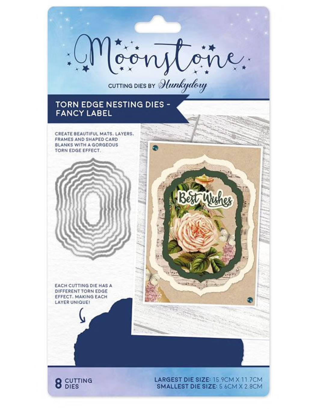 Moonstone Dies - Torn Edge Nesting Dies - Fancy Label