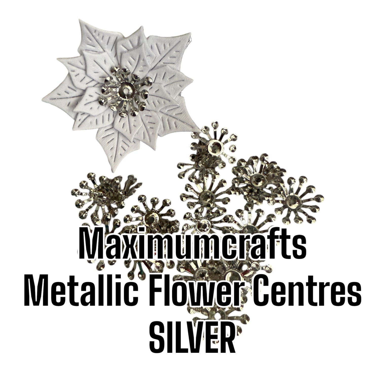 METALLIC FLOWER CENTRES - SILVER