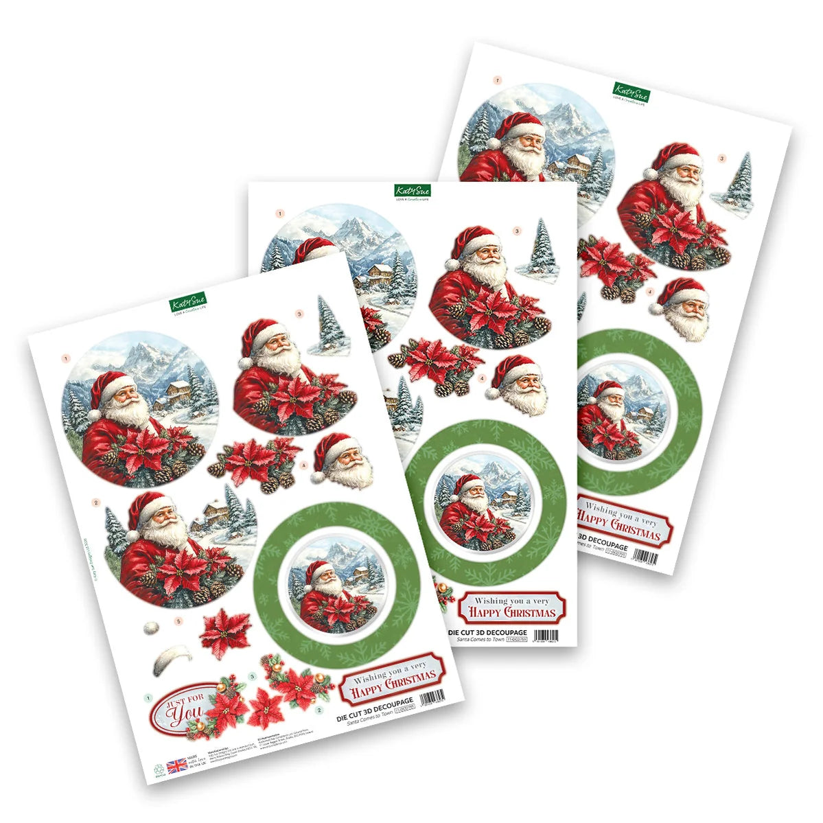 Die cut Decoupage sheet - Santa's Come to Town