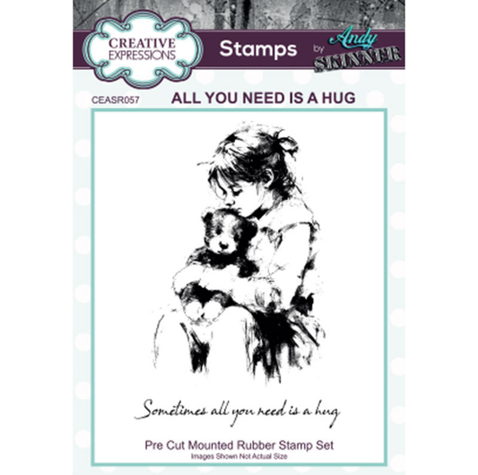 Creative Expressions Andy Skinner All You Need Is A Hug 3.5 in x 5.25 in Pre Cut Rubber Stamp
