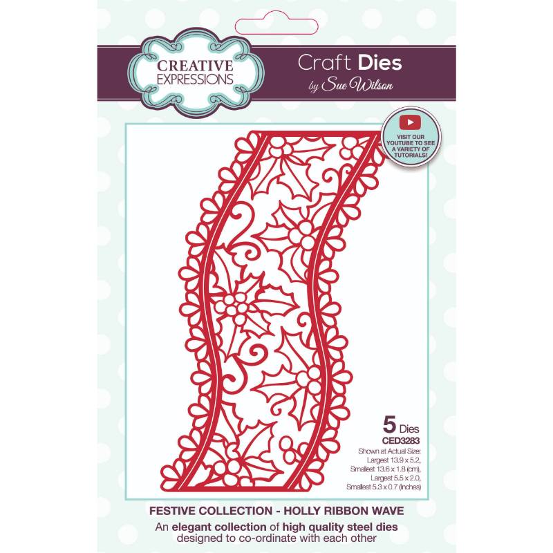 Creative Expressions Sue Wilson Festive Holly Ribbon Wave