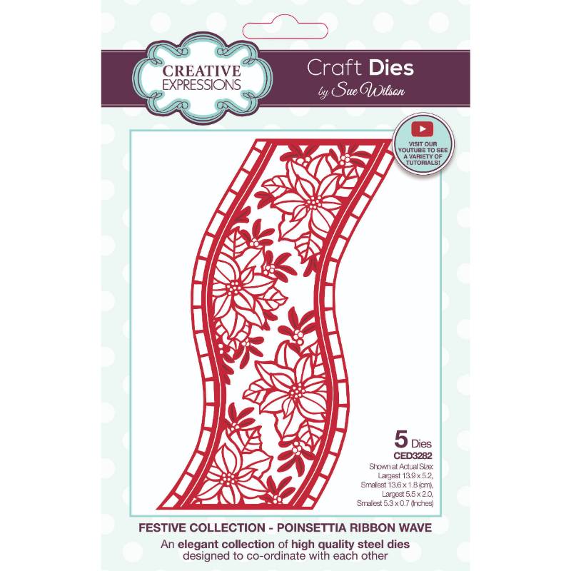 Creative Expressions Sue Wilson Festive Poinsettia Ribbon Wave