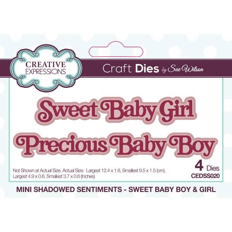 Creative Expressions Sue Wilson Mini Shadowed Sentiments Sweet Baby Boy & Girl