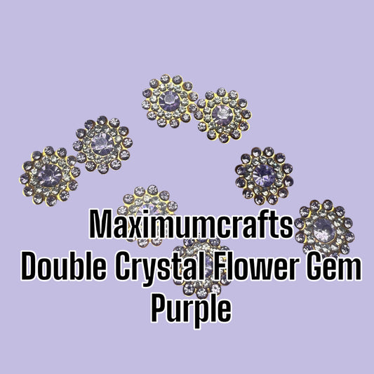 Maximumcrafts Double Crystal Flower Gem - PURPLE