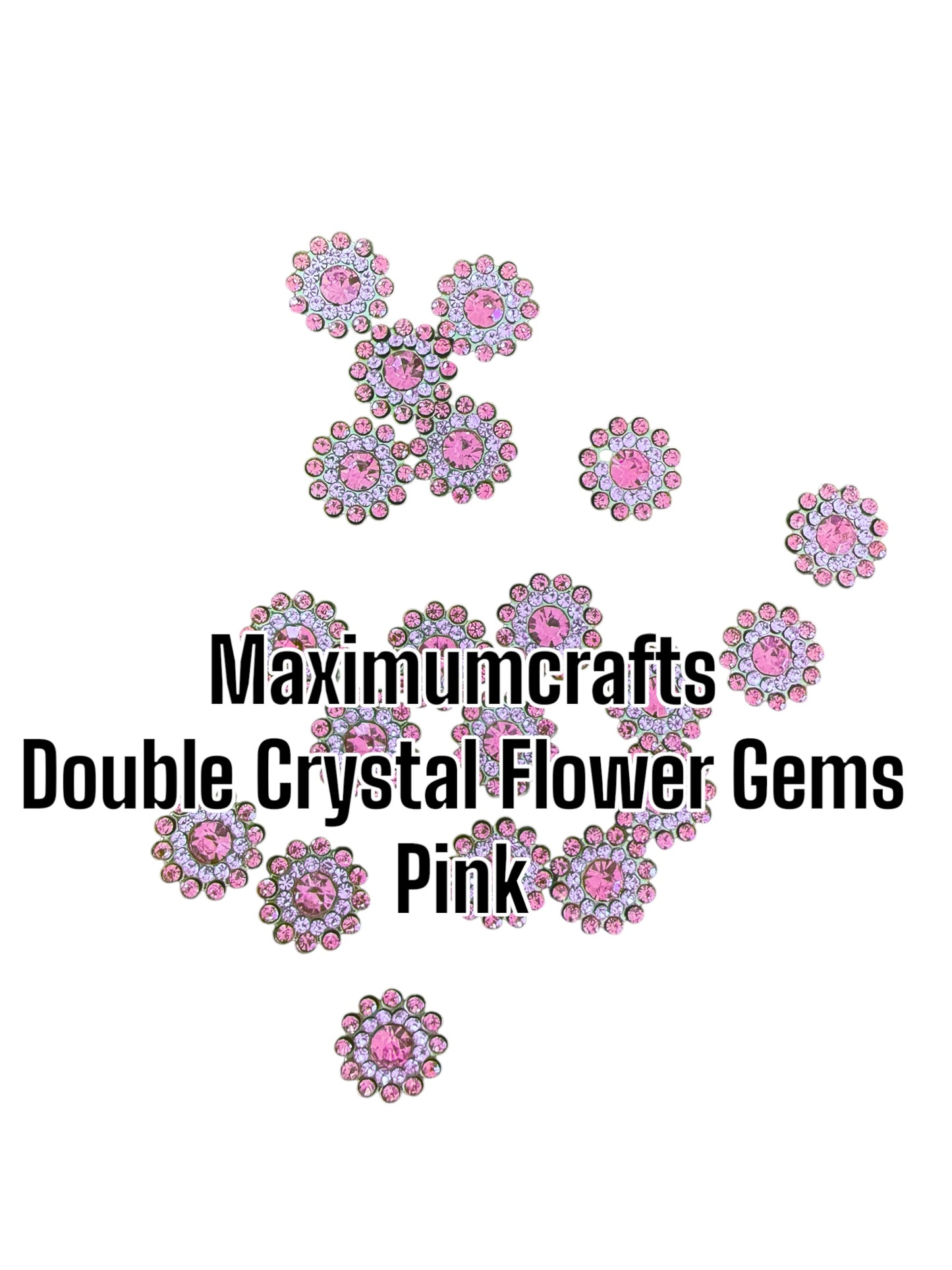 Maximumcrafts Double Crystal Flower Gem - PINK