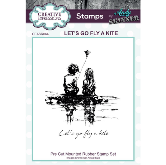 Creative Expressions Andy Skinner Lets Go Fly A Kite 3.5 in x 5.25 in Pre Cut Rubber Stamp