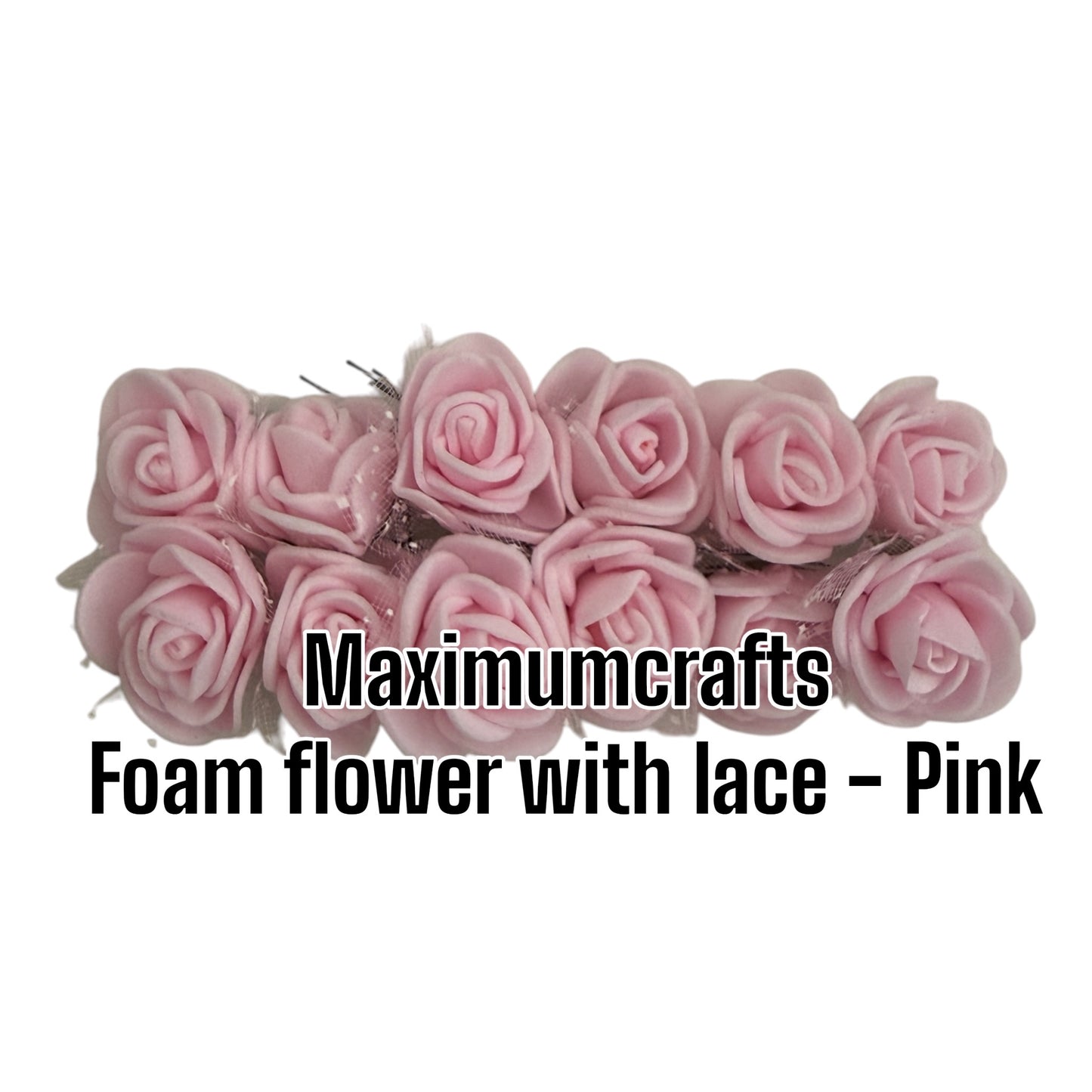 Maximumcrafts Foam Rose with lace - PINK