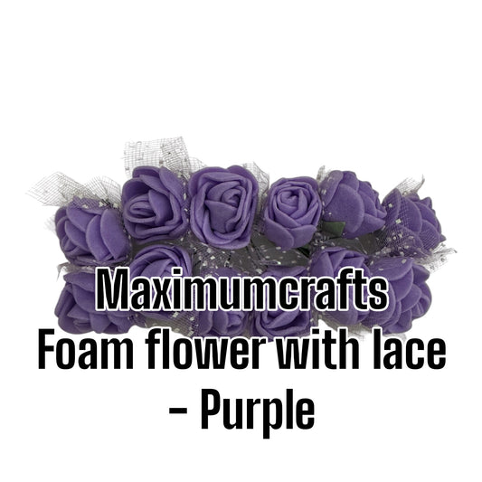Maximumcrafts Foam Rose with Lace - PURPLE