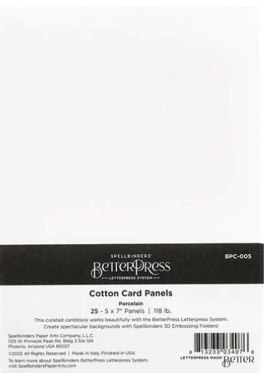 SPELLBINDERS - BETTERPRESS COTTON CARD PANELS A7 PORCELAIN