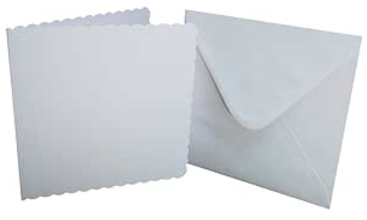 White Scalloped 8" card blanks and envelopes - Pack of 5