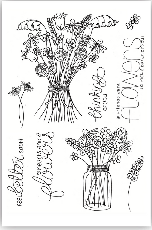 Ds-MG-1022 Mary's Hand Tied Florals A6 Stamp Set