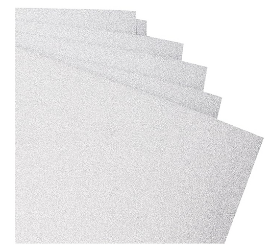 A4 NON SHED GLITTER CARD pack of 10 - SILVER