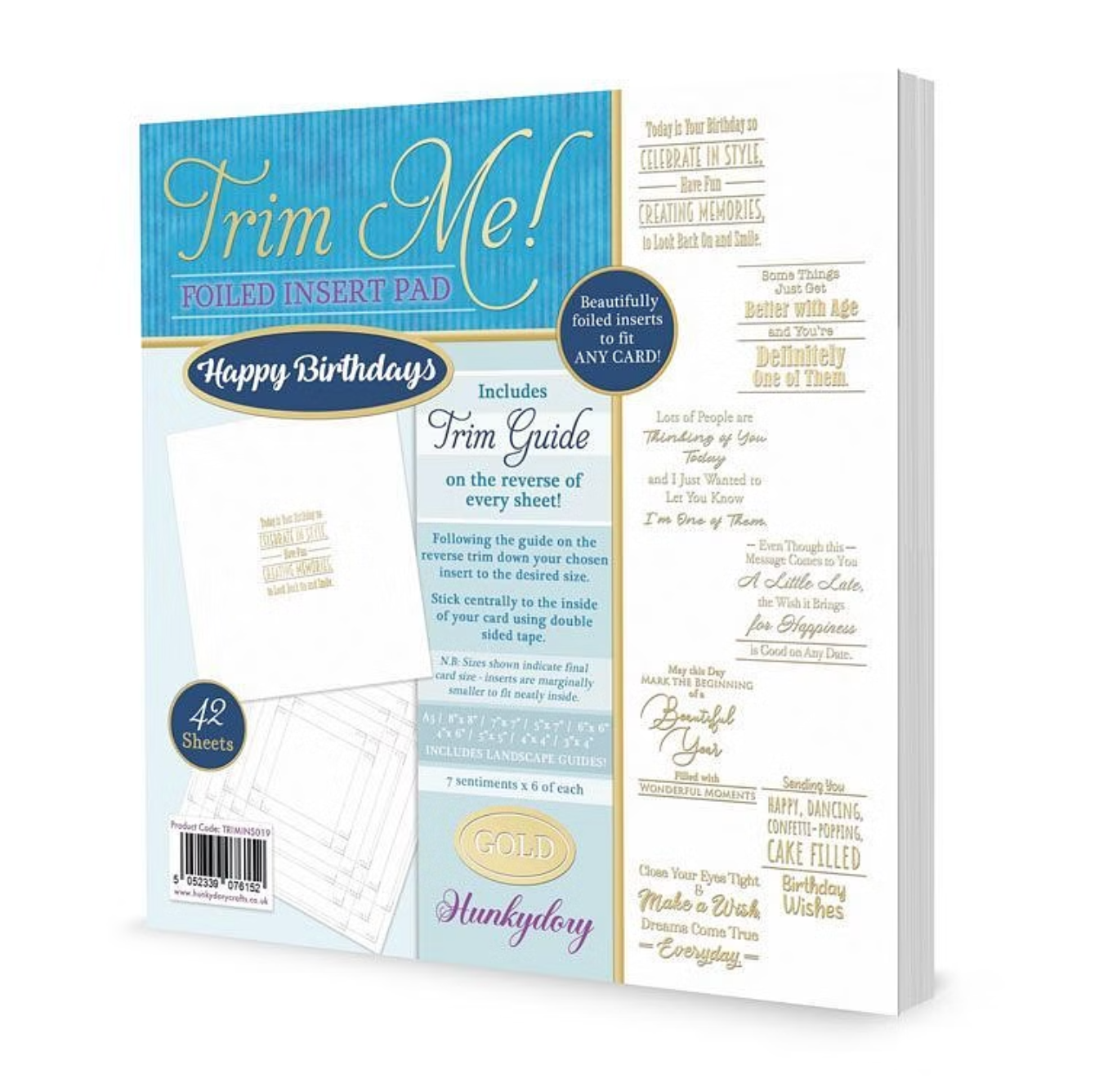 Trim Me! Foiled Insert Pad - Happy Birthdays Gold