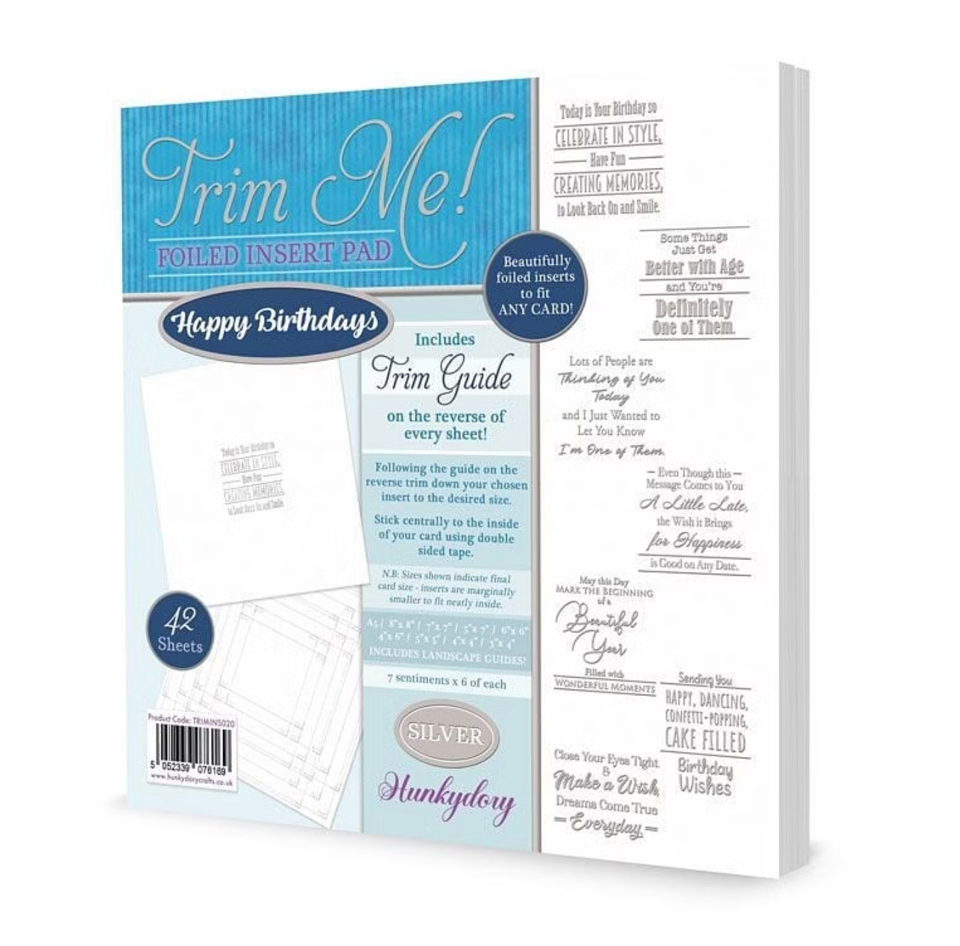 Trim Me! Foiled Insert Pad - Happy Birthdays Silver