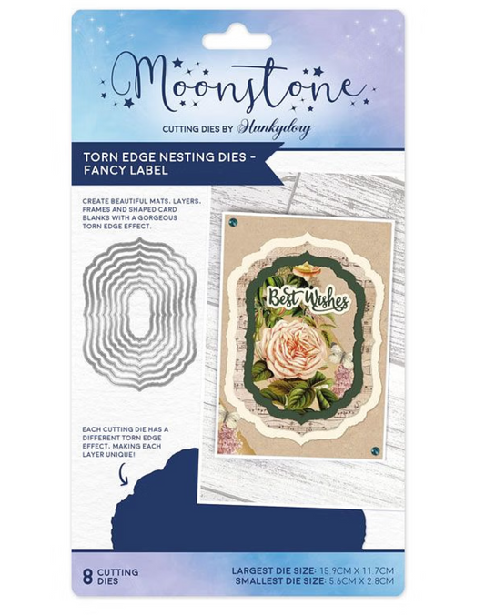 Moonstone Dies - Torn Edge Nesting Dies - Fancy Label