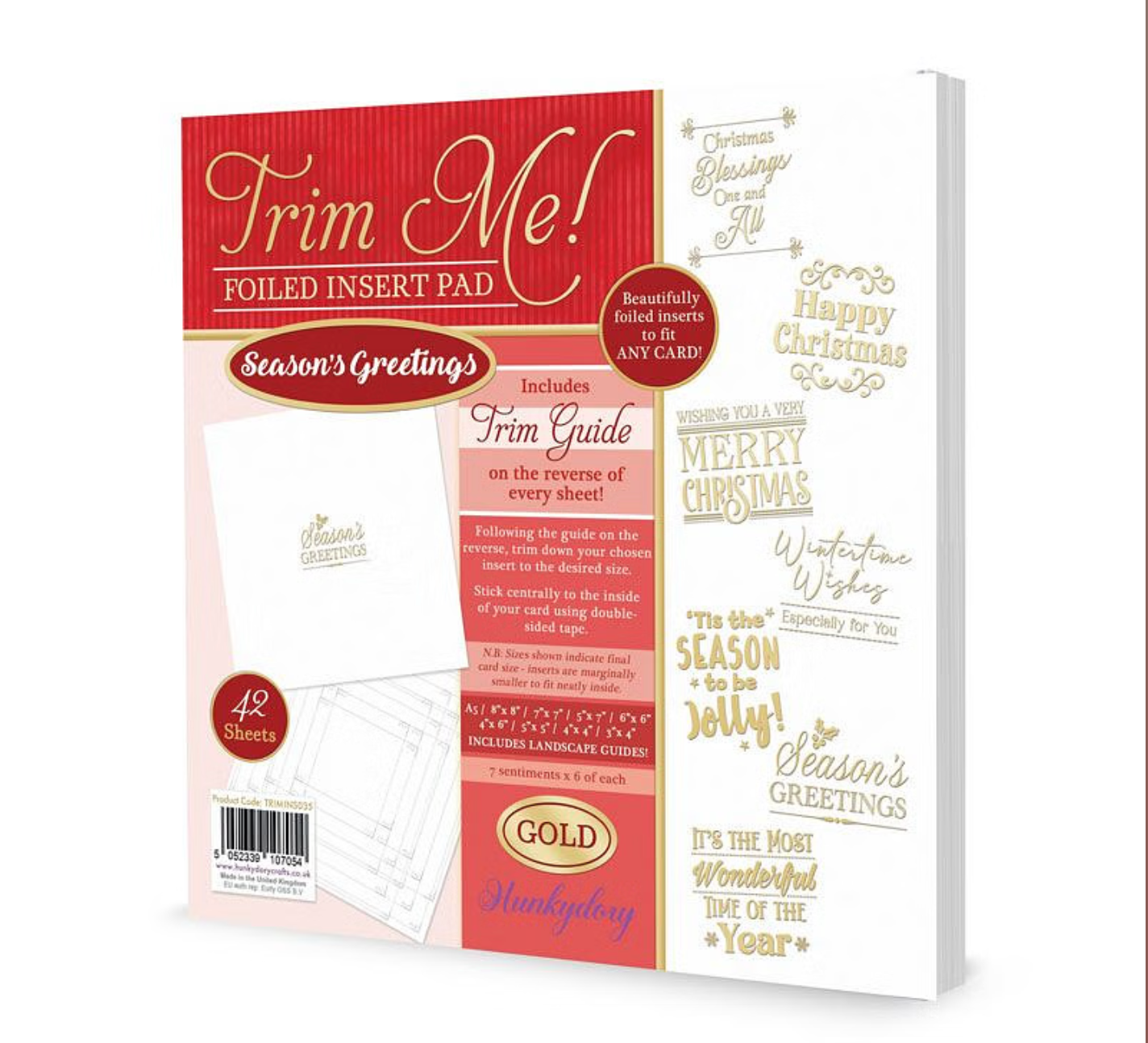 Trim Me! Foiled Insert Pad - Season's Greetings Gold