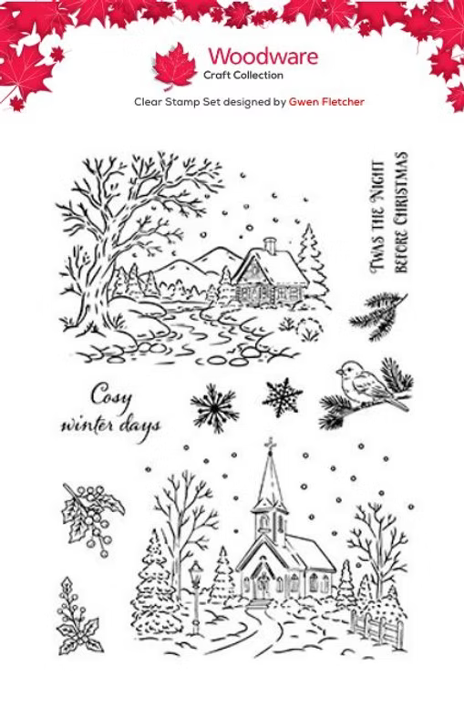 Woodware Silent Night Cottage A6 Clear Stamp Set By Gwen Fletcher
