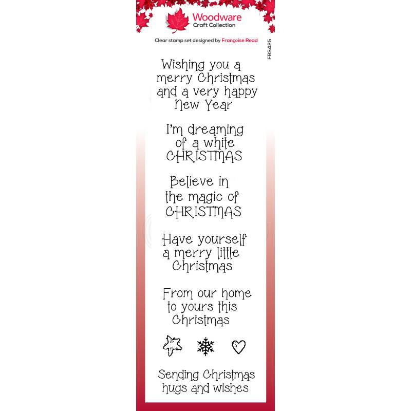 Woodware Clear Singles Magical Christmas Greetings 8 in x 2.6 in Stamp Set